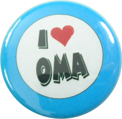 I love oma Button blau